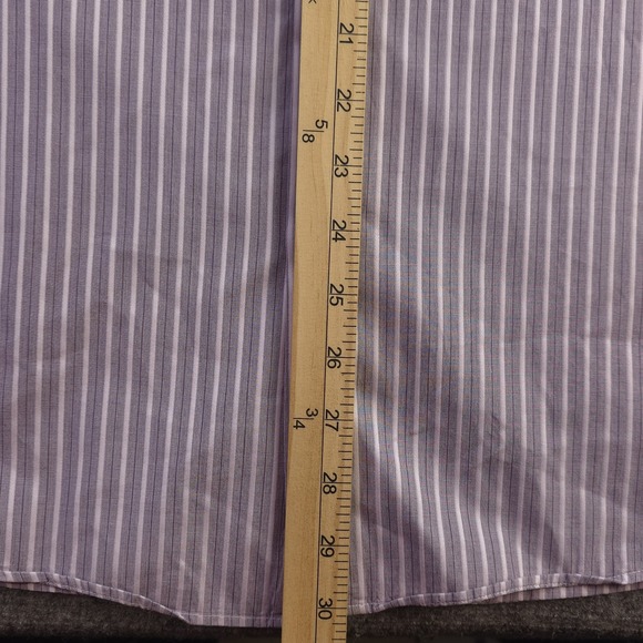 Hugo Boss Dress Shirt 16 34/35 Purple Striped Point Collar Cotton - Picture 6 of 9